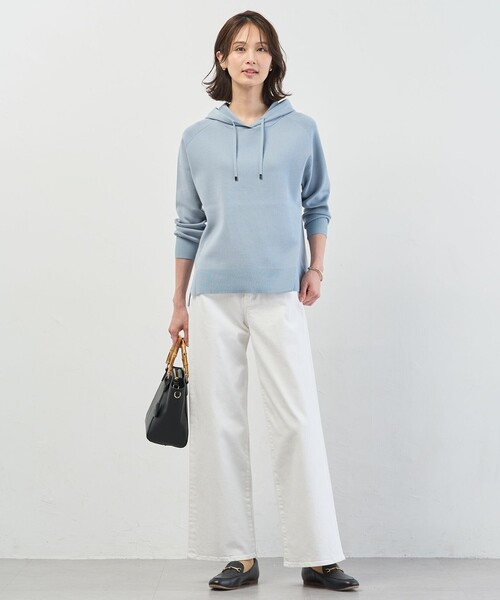 J.PRESS Ladies(J.プレス レディス)の「Smooth ニット パーカー(ニット/セーター・レディース・ライトグレー系/サックスブルー系/ピンク系/ネイビー系・SMALL)」の12枚目の写真
