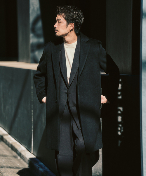 417 EDIFICE（フォーワンセブンエディフィス）の「ウールミックスチェスターコート（チェスターコート・メンズ・ブラック/グレー/ネイビー・SMALL/MEDIUM/LARGE）」の2枚目の写真