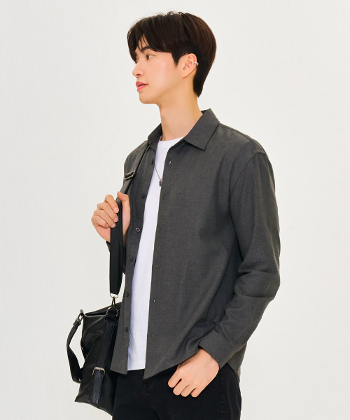 CHASECULT(チェイスカルト)の「メンズ フランネルシャツ-グレー(ビジネスシャツ・メンズ・ダークグレー・100/95/105)」の2枚目の写真