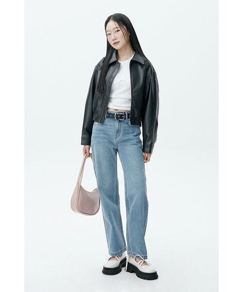 MUSINSA STANDARD WOMAN（ムシンサスタンダードウーマン）の「ウィメンズリニアストレートデニムパンツ[ミディアムインディゴ]（デニムパンツ・レディース・その他・30/24/25/26/27/28/29）」の9枚目の写真