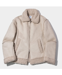 PLACE STUDIO（プレイススタジオ）の「Sheepskin Tumble Fleece Suede Mustang Two Way Crop Jacket [Light Beige]（ムートンコート）」
