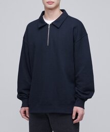 オーバーサイズカラー ハーフジップ スウェットシャツ [ネイビー]