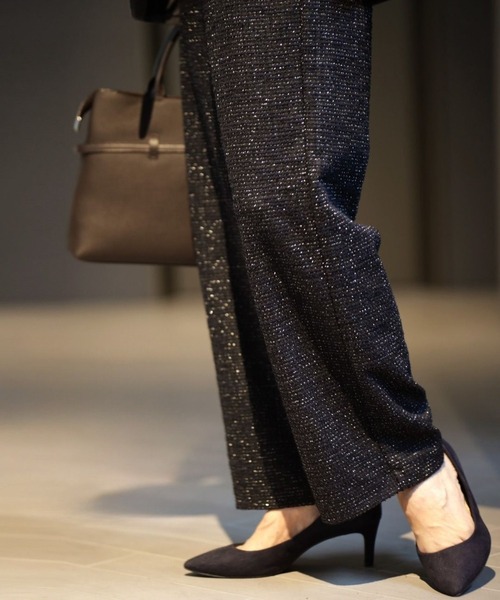 Ehre style(エーレスタイル)の「「新」ジャージツイード 楽映えが叶う MADEINJAPAN(スラックス・レディース・ブラック・L/M)」の1枚目の写真