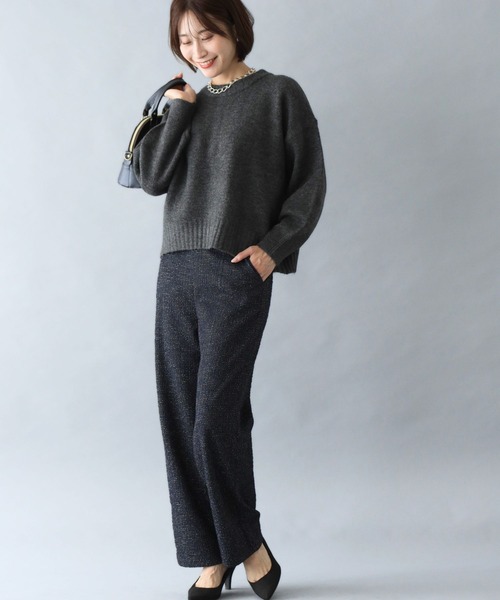 Ehre style(エーレスタイル)の「「新」ジャージツイード 楽映えが叶う MADEINJAPAN(スラックス・レディース・ブラック・L/M)」の4枚目の写真