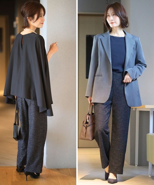 Ehre style(エーレスタイル)の「「新」ジャージツイード 楽映えが叶う MADEINJAPAN(スラックス・レディース・ブラック・L/M)」の16枚目の写真