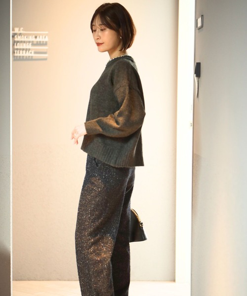 Ehre style(エーレスタイル)の「「新」ジャージツイード 楽映えが叶う MADEINJAPAN(スラックス・レディース・ブラック・L/M)」の17枚目の写真