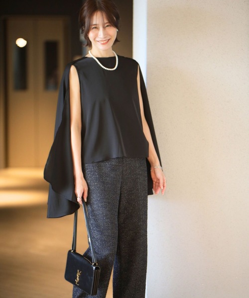 Ehre style(エーレスタイル)の「「新」ジャージツイード 楽映えが叶う MADEINJAPAN(スラックス・レディース・ブラック・L/M)」の14枚目の写真