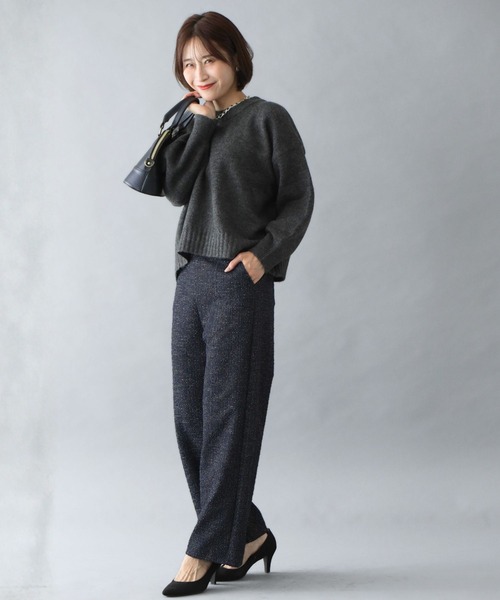 Ehre style(エーレスタイル)の「「新」ジャージツイード 楽映えが叶う MADEINJAPAN(スラックス・レディース・ブラック・L/M)」の13枚目の写真