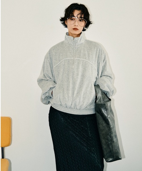 null.(ヌル)の「ベロアジッププルオーバー(その他トップス・レディース・ネイビー/グレー・F)」の14枚目の写真