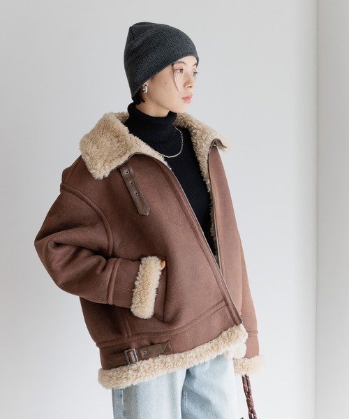 BAYFLOW(ベイフロー)の「シングルムートンジャケット(ムートンコート・レディース・ナチュラル/ブラウン・SMALL/MEDIUM)」の12枚目の写真