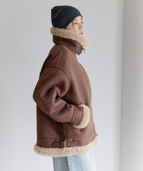 BAYFLOW(ベイフロー)の「シングルムートンジャケット(ムートンコート・レディース・ナチュラル/ブラウン・SMALL/MEDIUM)」の13枚目の写真