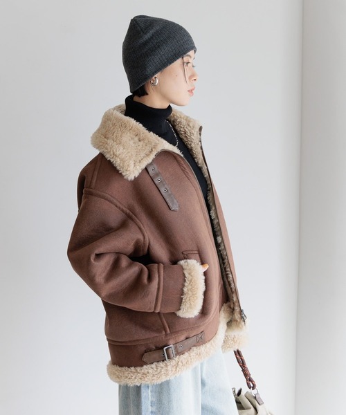 BAYFLOW(ベイフロー)の「シングルムートンジャケット(ムートンコート・レディース・ナチュラル/ブラウン・SMALL/MEDIUM)」の14枚目の写真