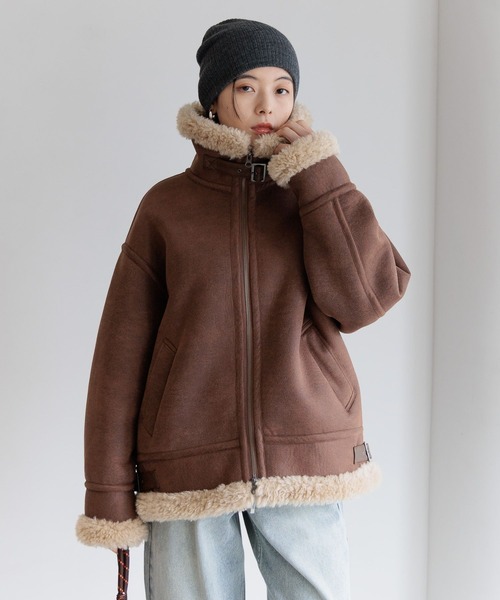 BAYFLOW(ベイフロー)の「シングルムートンジャケット(ムートンコート・レディース・ナチュラル/ブラウン・SMALL/MEDIUM)」の9枚目の写真