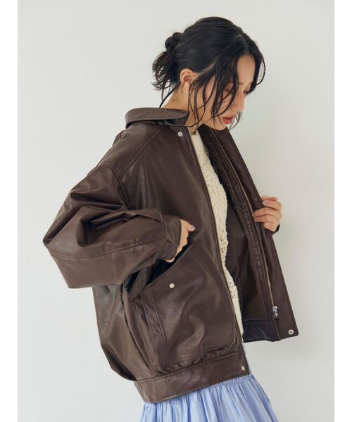 Ungrid（アングリッド）の「ポケットデザインフェイクレザーブルゾン（ブルゾン・レディース・ブラック/ブラウン・FREE）」の8枚目の写真