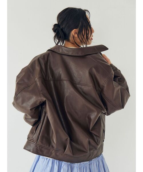 Ungrid（アングリッド）の「ポケットデザインフェイクレザーブルゾン（ブルゾン・レディース・ブラック/ブラウン・FREE）」の9枚目の写真