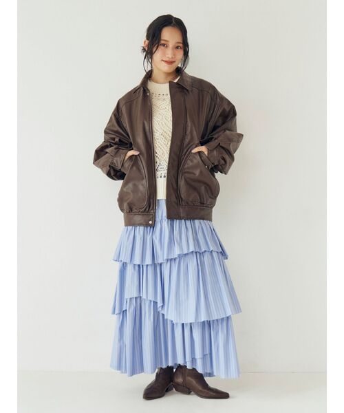 Ungrid（アングリッド）の「ポケットデザインフェイクレザーブルゾン（ブルゾン・レディース・ブラック/ブラウン・FREE）」の10枚目の写真