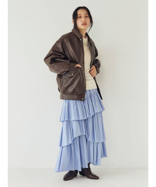 Ungrid（アングリッド）の「ポケットデザインフェイクレザーブルゾン（ブルゾン・レディース・ブラック/ブラウン・FREE）」の11枚目の写真