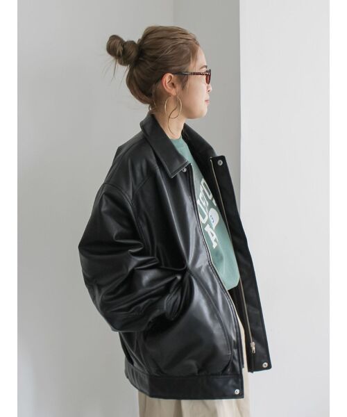 ポケットデザインフェイクレザーブルゾン（ブルゾン）｜Ungrid（アン