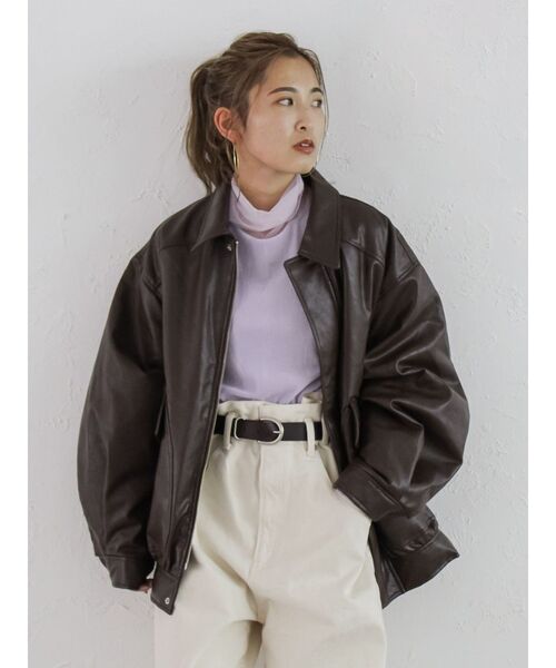 Ungrid（アングリッド）の「ポケットデザインフェイクレザーブルゾン（ブルゾン・レディース・ブラック/ブラウン・FREE）」の21枚目の写真