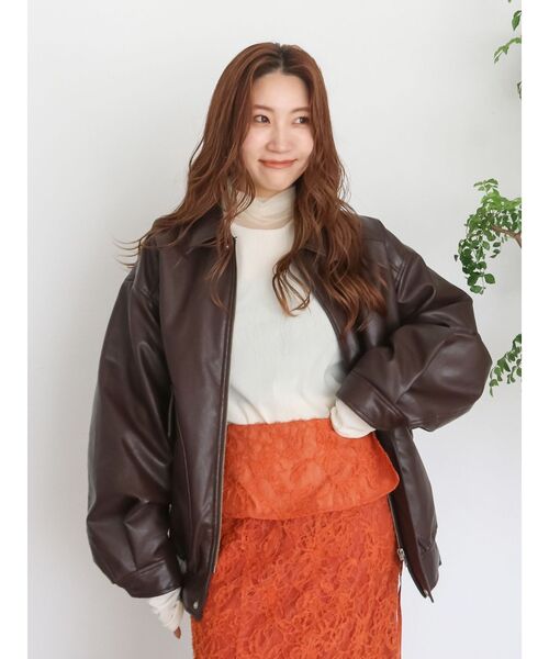 ポケットデザインフェイクレザーブルゾン（ブルゾン）｜Ungrid（アン