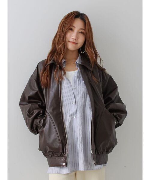 ポケットデザインフェイクレザーブルゾン（ブルゾン）｜Ungrid（アン