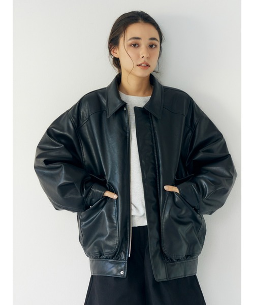 セール】ポケットデザインフェイクレザーブルゾン（ブルゾン）｜Ungrid