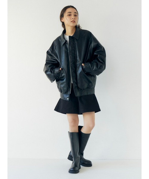 セール】ポケットデザインフェイクレザーブルゾン（ブルゾン）｜Ungrid
