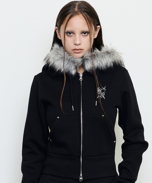 EV FUR CROP HOOD ZIPUP（パーカー）｜LUVISTRUE（ラヴイズトゥルー