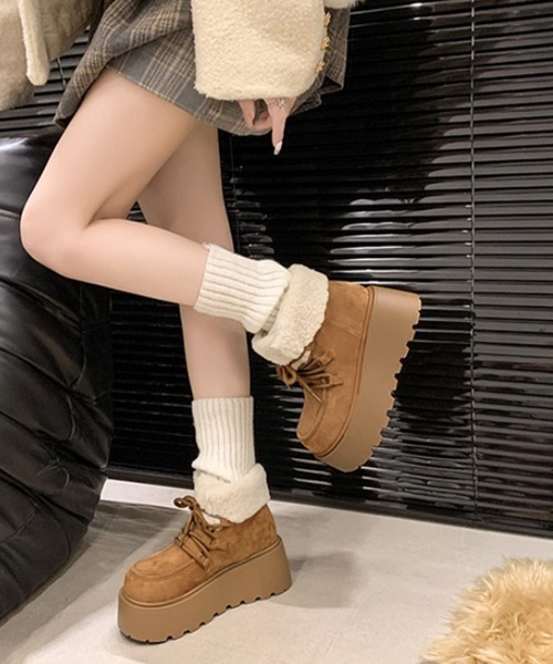 Miniministore(ミニミニストア)の「厚底ムートンブーツもこもこショートブーツ(ブーツ・レディース・ダークブラウン/キャメル・24.5cm/25.0cm/23.0cm/23.5cm/24.0cm)」の14枚目の写真