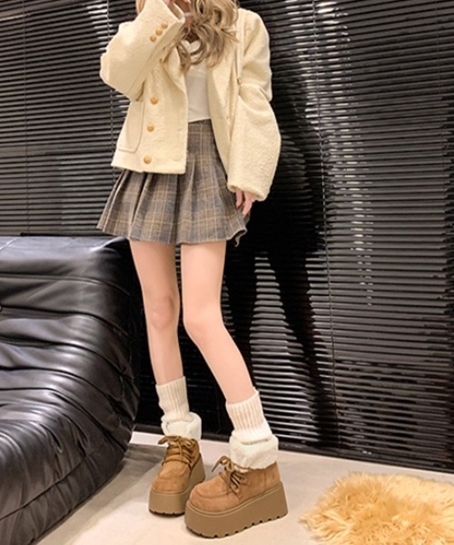 Miniministore(ミニミニストア)の「厚底ムートンブーツもこもこショートブーツ(ブーツ・レディース・ダークブラウン/キャメル・24.5cm/25.0cm/23.0cm/23.5cm/24.0cm)」の16枚目の写真