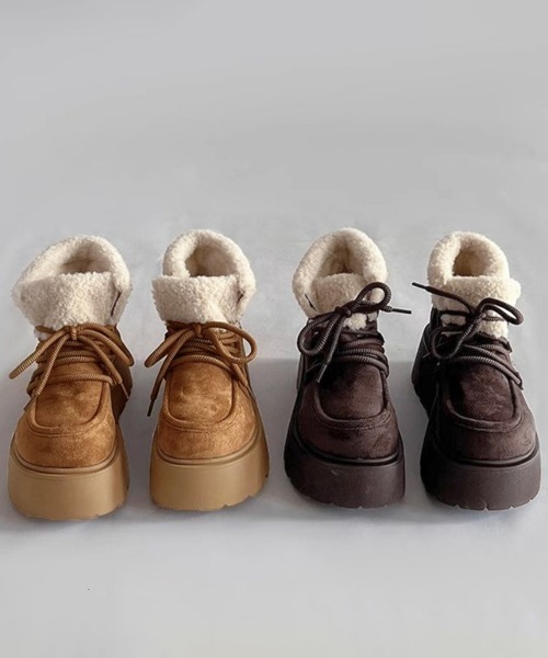 Miniministore(ミニミニストア)の「厚底ムートンブーツもこもこショートブーツ(ブーツ・レディース・ダークブラウン/キャメル・24.5cm/25.0cm/23.0cm/23.5cm/24.0cm)」の19枚目の写真