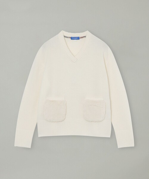 BLUE LABEL CRESTBRIDGE(ブルーレーベルクレストブリッジ)の「ラムズウールニットプルオーバー(ニット/セーター・レディース・オフホワイト/グレー系その他・38)」の3枚目の写真