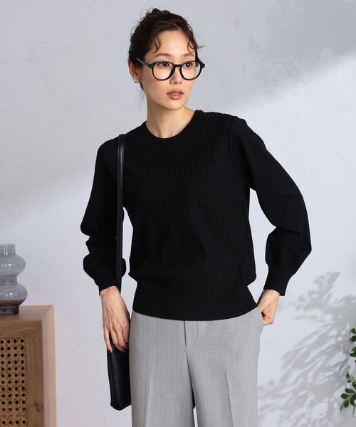 GALLORIA（ギャローリア）の「ラメ地柄ハイネックニット（ニット/セーター・レディース・ブラック/ライトグレー/ピンク・S/M/LL/L）」の2枚目の写真