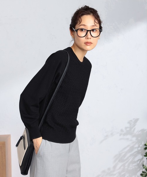 GALLORIA（ギャローリア）の「ラメ地柄ハイネックニット（ニット/セーター・レディース・ブラック/ライトグレー/ピンク・S/M/LL/L）」の4枚目の写真