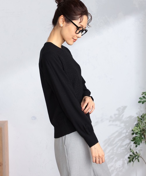 GALLORIA（ギャローリア）の「ラメ地柄ハイネックニット（ニット/セーター・レディース・ブラック/ライトグレー/ピンク・S/M/LL/L）」の5枚目の写真