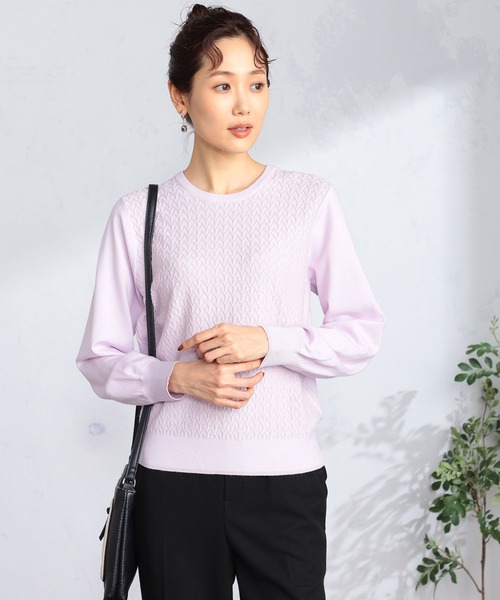 GALLORIA（ギャローリア）の「ラメ地柄ハイネックニット（ニット/セーター・レディース・ブラック/ライトグレー/ピンク・S/M/LL/L）」の14枚目の写真