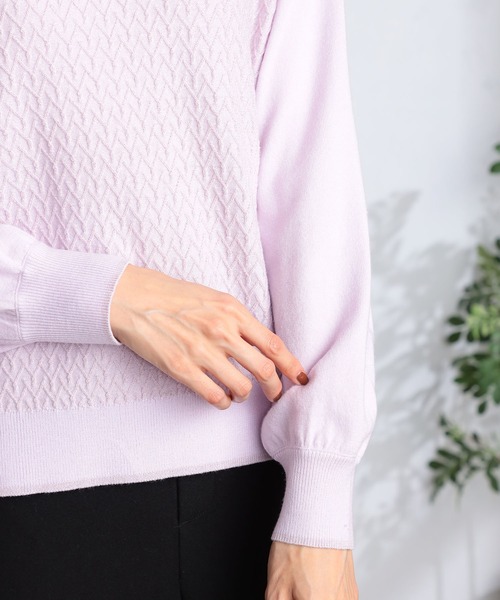 GALLORIA（ギャローリア）の「ラメ地柄ハイネックニット（ニット/セーター・レディース・ブラック/ライトグレー/ピンク・S/M/LL/L）」の8枚目の写真