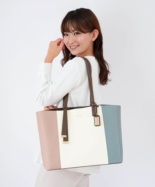 Clelia（クレリア）の「大容量トリコロールカラートートバッグ（トートバッグ・レディース・ピンク系その他/ブルー系その他3/ブルー系その他2/ブラウン系その他/桜/ブルー系その他・ONE SIZE）」の6枚目の写真