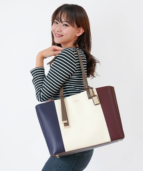 Clelia（クレリア）の「大容量トリコロールカラートートバッグ（トートバッグ・レディース・ピンク系その他/ブルー系その他3/ブルー系その他2/ブラウン系その他/桜/ブルー系その他・ONE SIZE）」の3枚目の写真