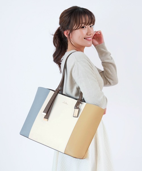 Clelia（クレリア）の「大容量トリコロールカラートートバッグ（トートバッグ・レディース・ピンク系その他/ブルー系その他3/ブルー系その他2/ブラウン系その他/桜/ブルー系その他・ONE SIZE）」の4枚目の写真