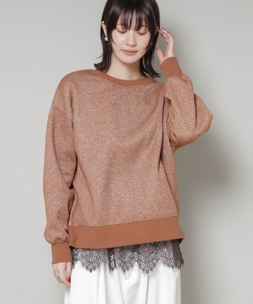 NANO universe（ナノユニバース）の「裾レースドッキングロングTシャツ（Tシャツ/カットソー・レディース・ブラック/ホワイト/ブラウン・FREE）」の14枚目の写真