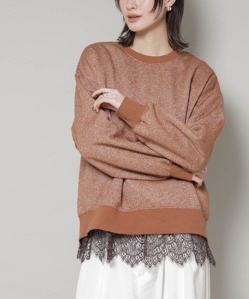 NANO universe（ナノユニバース）の「裾レースドッキングロングTシャツ（Tシャツ/カットソー・レディース・ブラック/ホワイト/ブラウン・FREE）」の15枚目の写真