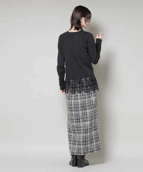 NANO universe（ナノユニバース）の「裾レースドッキングロングTシャツ（Tシャツ/カットソー・レディース・ブラック/ホワイト/ブラウン・FREE）」の22枚目の写真