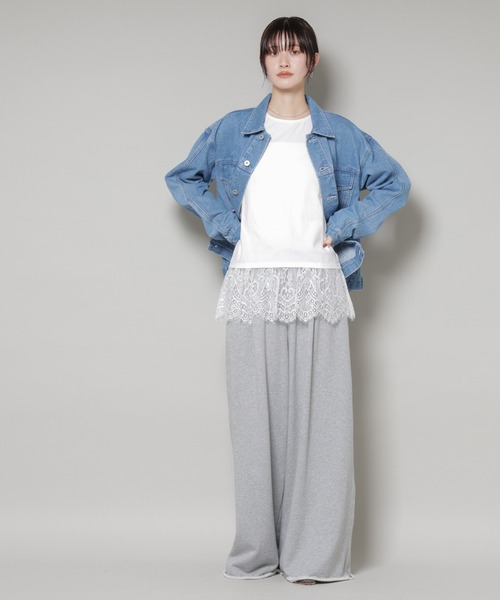 NANO universe（ナノユニバース）の「裾レースドッキングロングTシャツ（Tシャツ/カットソー・レディース・ブラック/ホワイト/ブラウン・FREE）」の6枚目の写真