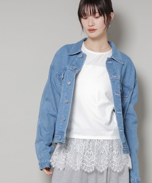 NANO universe（ナノユニバース）の「裾レースドッキングロングTシャツ（Tシャツ/カットソー・レディース・ブラック/ホワイト/ブラウン・FREE）」の5枚目の写真