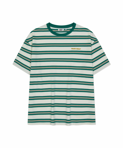 Wacky WiLLy(ワッキーウィリー)の「マルチストライプ半袖Tシャツグリーン(Tシャツ/カットソー・レディース・その他・SMALL/LARGE/X-LARGE/MEDIUM)」の1枚目の写真