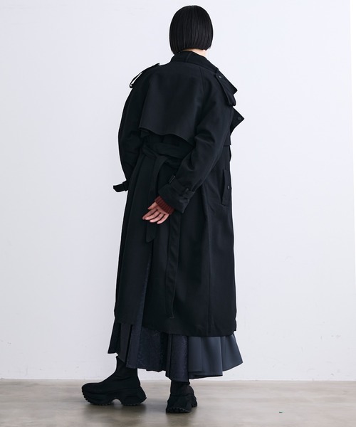 MONOe（モノエ）の「ベルト付き ロング トレンチコート レディース アウター きれいめ 通勤 オフィス（トレンチコート・レディース・グレー/ブラック/ベージュ・FREE）」の15枚目の写真