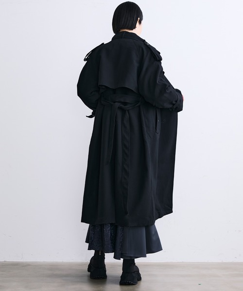MONOe（モノエ）の「ベルト付き ロング トレンチコート レディース アウター きれいめ 通勤 オフィス（トレンチコート・レディース・グレー/ブラック/ベージュ・FREE）」の17枚目の写真