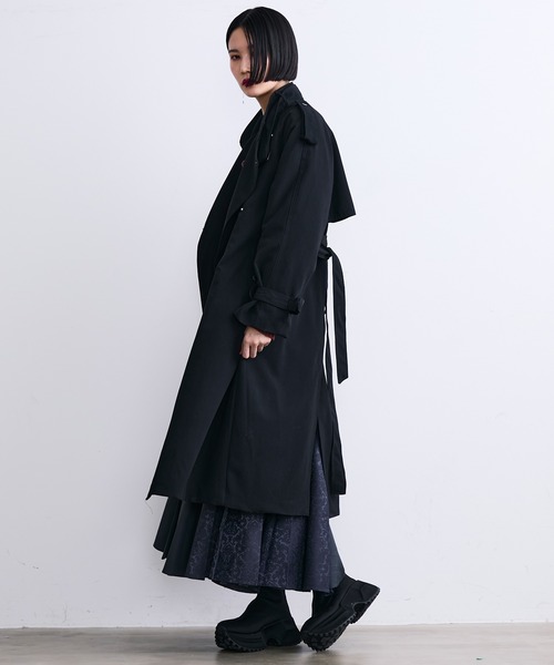 MONOe（モノエ）の「ベルト付き ロング トレンチコート レディース アウター きれいめ 通勤 オフィス（トレンチコート・レディース・グレー/ブラック/ベージュ・FREE）」の19枚目の写真