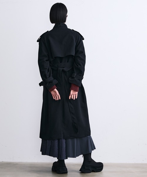 MONOe（モノエ）の「ベルト付き ロング トレンチコート レディース アウター きれいめ 通勤 オフィス（トレンチコート・レディース・グレー/ブラック/ベージュ・FREE）」の20枚目の写真